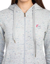 Moda ElementiWomen’s Grey Melange Hooded Sweatshirt