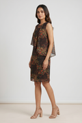 Noir Blossom Layered Shift Dress