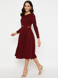 Moda Elementi Wine Touched Grace Party Wear Dress For Women