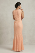 Peach Blossom Embroidered Mermaid Dress