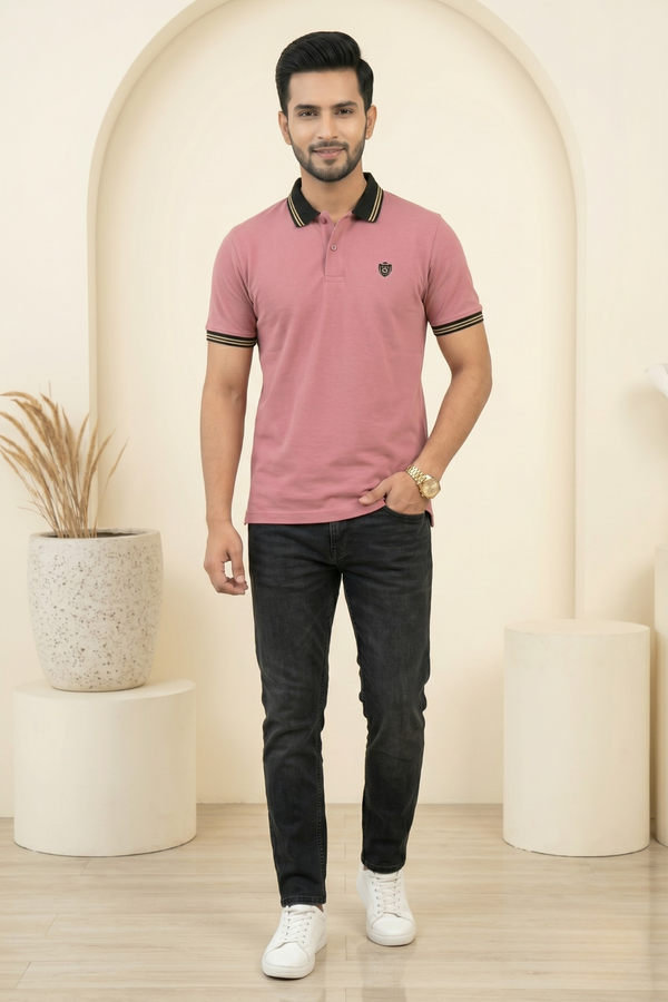 Mens Half Zip Polo T-Shirt