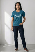 Women Teal Casual Tee