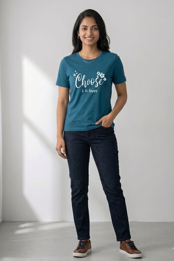 Women Teal Casual Tee