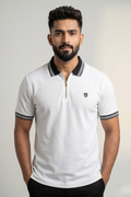 Mens Half Zip Polo T-Shirt