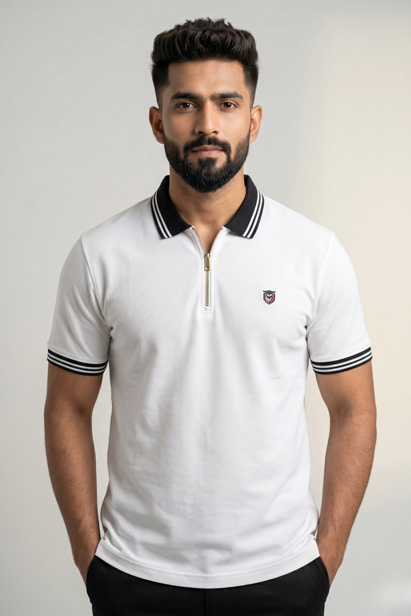 Mens Half Zip Polo T-Shirt