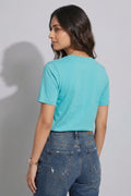 Sky Blue Casual Cotton T-Shirt