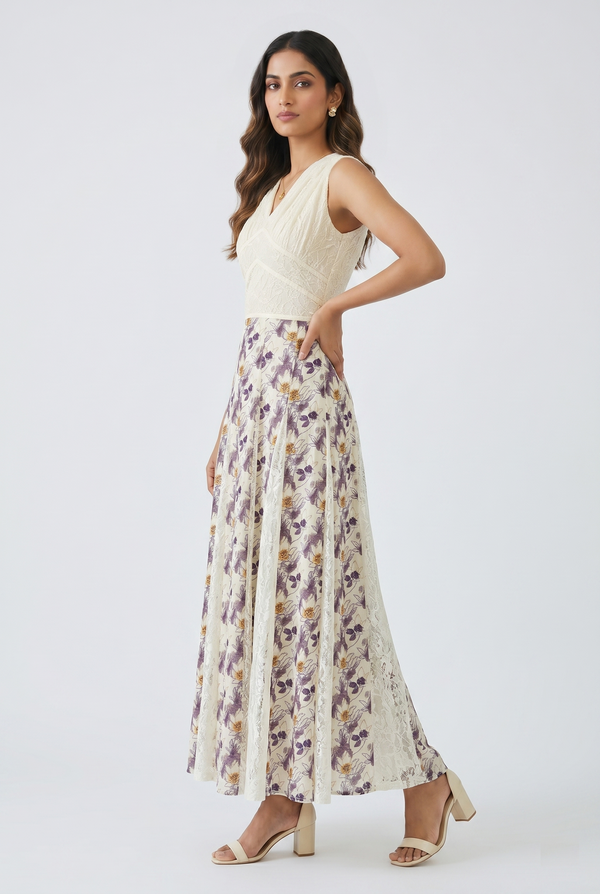 Lavender Bloom Lace Maxi Dress