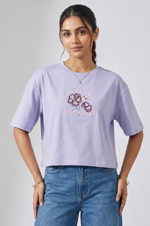 Lavender Aesthetic Crop T-Shirt