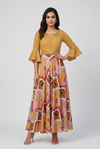 Mustard Mosaic Flared Maxi Dress
