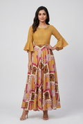 Mustard Mosaic Flared Maxi Dress