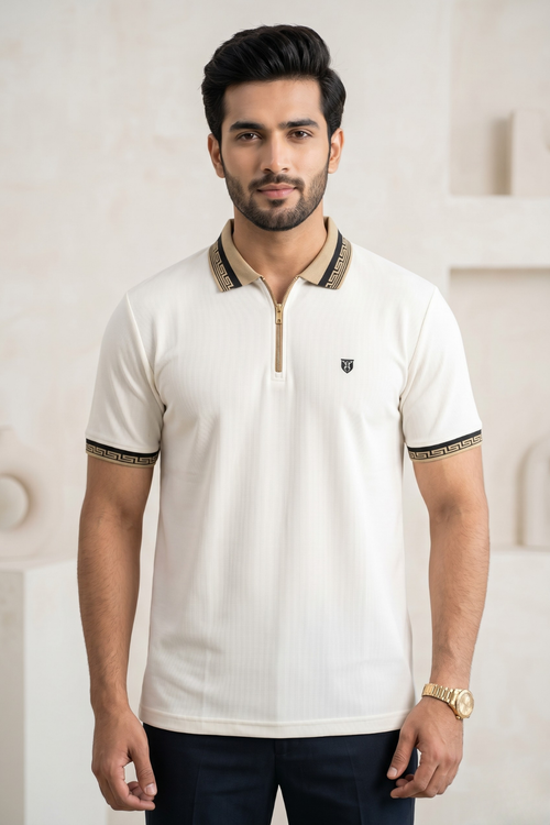 Mens Half Zip Polo T-Shirt