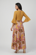 Mustard Mosaic Flared Maxi Dress