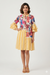 Women's Floral Patchwork Striped Shirt Dress with Bell Sleeves