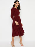 Moda Elementi Wine Touched Grace Party Wear Dress For Women