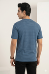 Men's Navy Blue Striped Crew Neck T-Shirt