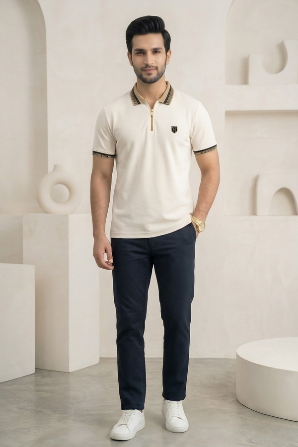 Mens Half Zip Polo T-Shirt