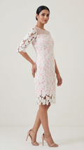 Blush Petal Lace Sheath Dress