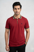Mens Half Zip Polo T-Shirt