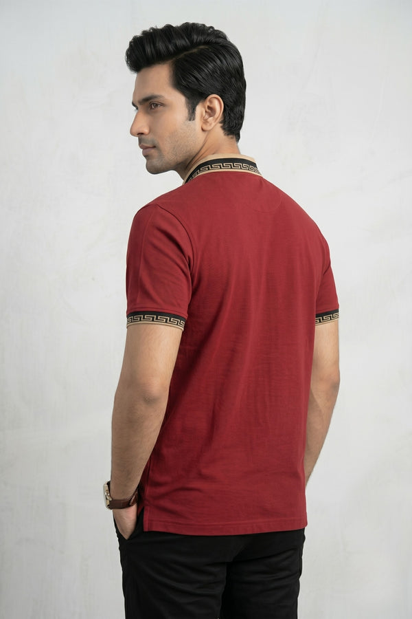 Mens Half Zip Polo T-Shirt