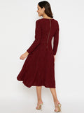 Moda Elementi Wine Touched Grace Party Wear Dress For Women