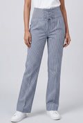 Women's Black & White Gingham Straight-Leg Trousers