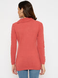 Moda Elementi Elegant Coral Knit Sweater with Zigzag Pattern