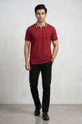 Mens Half Zip Polo T-Shirt