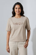 Women Minimal Embroidery Casual T-Shirt
