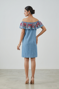 Denim Bloom Off-Shoulder Dress