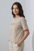 Women Minimal Embroidery Casual T-Shirt
