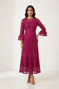Berry Blossom Lace Midi Dress