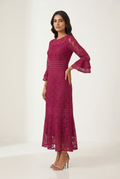 Berry Blossom Lace Midi Dress