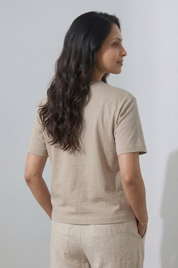 Women Minimal Embroidery Casual T-Shirt