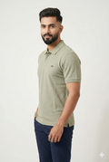 Men's Sage Green Textured Polo T-Shirt