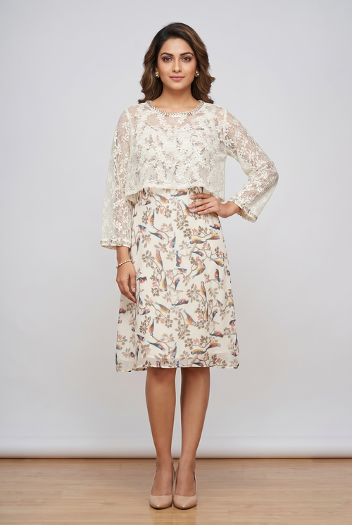 Elegant Aviary Overlay Dress