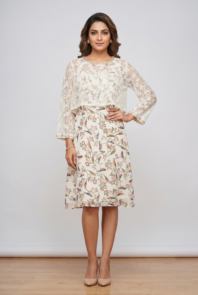 Elegant Aviary Overlay Dress
