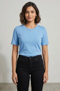 Sky Blue Casual Cotton T-Shirt