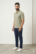 Men's Sage Green Textured Polo T-Shirt
