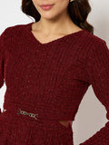Moda Elementi Wine Touched Grace Party Wear Dress For Women