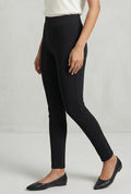 Women's Black Slim Fit Ponte Pants with High Waist