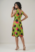 Lime Pop Abstract Print Fit & Flare Dress