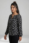 Women Polka Dot Smocked Neck Top