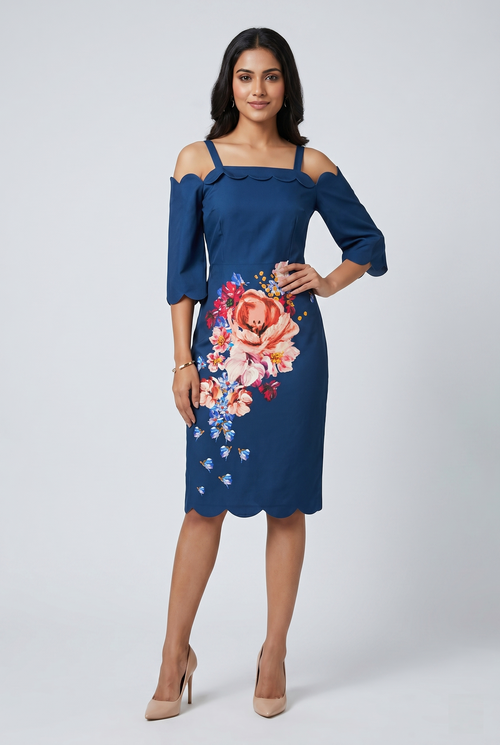 Navy Blossom Elegance Dress