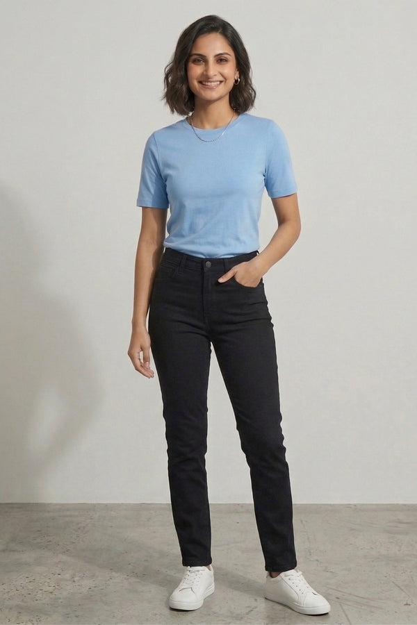 Sky Blue Casual Cotton T-Shirt