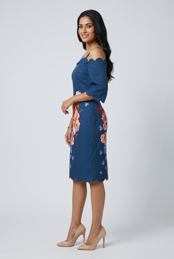Navy Blossom Elegance Dress