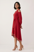 Crimson Blossom High-Low Dress
