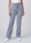 Women's Black & White Gingham Straight-Leg Trousers