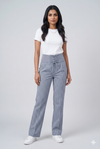 Women's Black & White Gingham Straight-Leg Trousers
