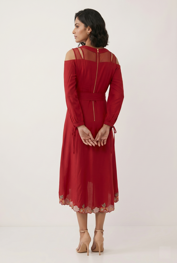 Crimson Blossom High-Low Dress