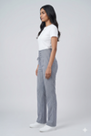 Women's Black & White Gingham Straight-Leg Trousers